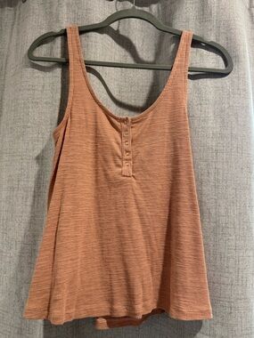 Z Supply Ribbed Henley Tank Top Peach S